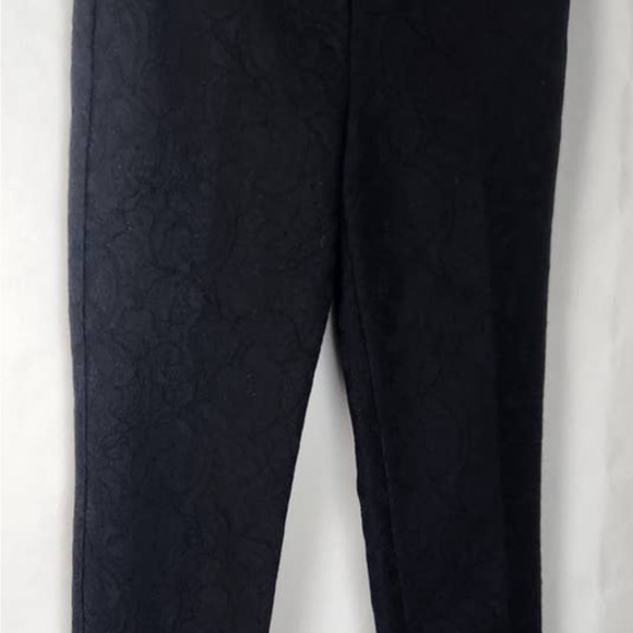 Ann Taylor Lace Overlay Black Ankle Pants Petite 2 Flat Front Dress Trouser - Picture 4 of 5